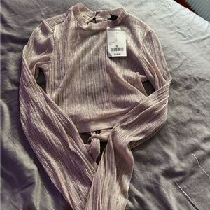Forever 21 Metallic Pink Long Sleeve Top
